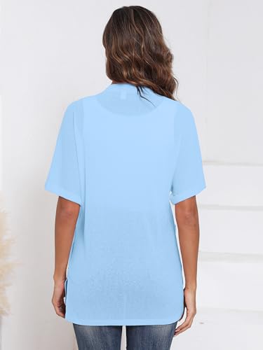 Image of Heymoments Women's Lightweight Open Front Knit Cardigans Short Sleeve Casual Soft Drape Summer Cardigan S-2XL