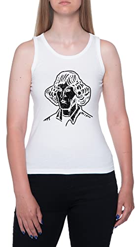 Nicolás copérnico Pintado Rostro Camiseta Blanca Sin Mangas para Mujer White Womens Tank Top S