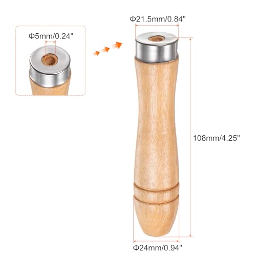 Miniatura 2 de Quarkzman 3 Piezas De Mango De Lima De Madera De 4.25 Pulgadas Con Agujero Redondo De 5 Mm Y Asas Ergonómicas Con Collar Metálico Para Limas De Metal De 8 Pulgadas