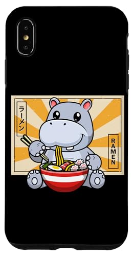 Funny Kawaii Girls Boys Mens Womens Kids Ramen Hippo Lover �X�}�z�P�[�X iPhone XS Max �p