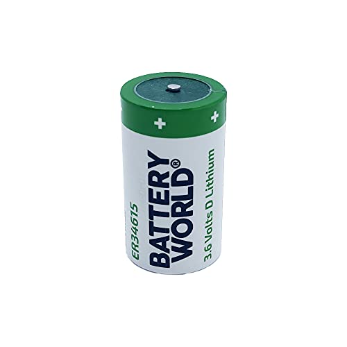 Battery World ER34615 3.6V 19Ah LS33600 Size D Lithium Button Top Battery