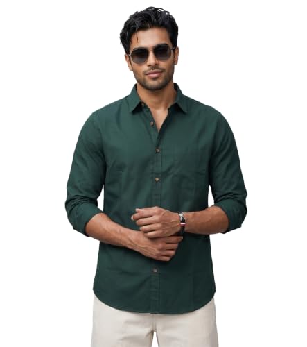 Image of Amazon Brand - INKAST Men Solid Cotton Shirt | Casual Wear | Basic Essential Plain Everyday & Office Wear | Full Sleeve | Regular Fit