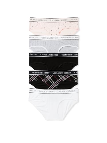 Victoria's Secret Women's Cotton Logo Hipster Underwear, Moderate Coverage Panties for Women, Multi Pack (XS-XXL)