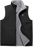 LLQC Herren Wendeweste Leichte Softshell-Weste Reißverschluss Fleece Gefüttert Outdoor Gepolsterte Weste Ärmellose Jacke (Farbe: Schwarz, Größe: L)