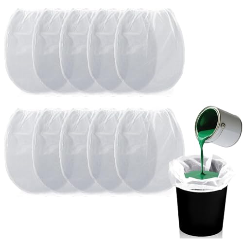 FOEEORT - 10 PCS Paint Strainer Bags,1 Gallon White Fine Mesh Paint strainers Sieve with Elastic Top Opening,for Paint, for Liquid Filtering & Home Brewing, Paint Gardening