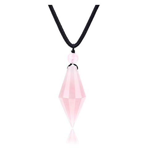 PESOENTH Healing Crystal Natural Stone Obsidian Pendant Necklace for Men Women Reiki Black Quartz Gemstone Pointed Necklace for Energy Protection Cord Adjustable Jewelry, Crystal, not known Cover