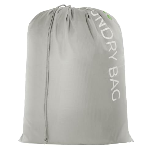 Aubee Travel Laundry Bag 50x40cm, Multipurpose Machine Washable Travel Clothes Bag, Water Resistant Heavy Duty Travel Bag with Drawstring Closure for Home Hotel Laundromat Basket Household Grey