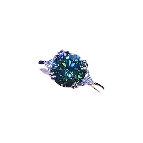 Shiny Full Diamond Ring 3Carat Round Cut Cubic Zirconia Promise Ring Wedding Ring for Women Silver Ring Eternity 950 Platinum Bluish Green Simulate Moissanite CZ Cocktail Ring Adjustable Ring 004 Cover
