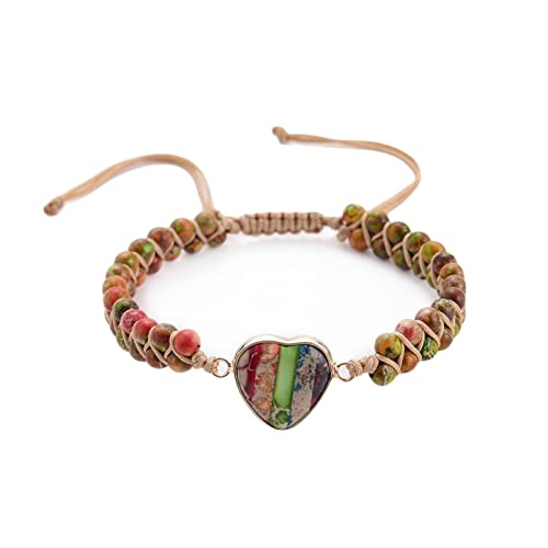Bracelet de perles pour hommes en pierre tissée réglable de 17,7 cm
