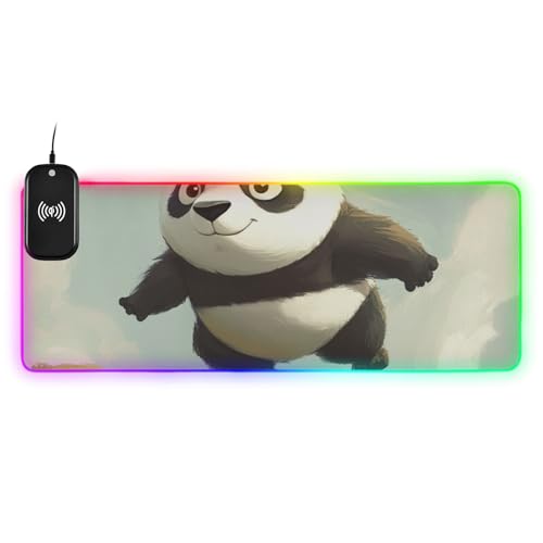 Tapis de souris panda volant 90x40 cm xxl pour bureau gamer