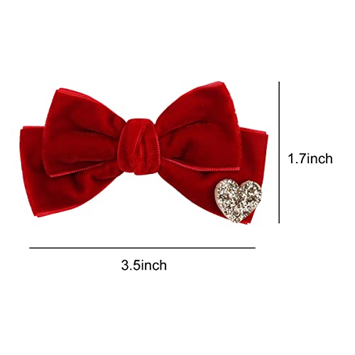 Red Velvet Hair Bows Cute Christmas Valentine School Hair Clips Handmade Hair Accessories For Kids Girls Infants Toddler Headdress #TOP5