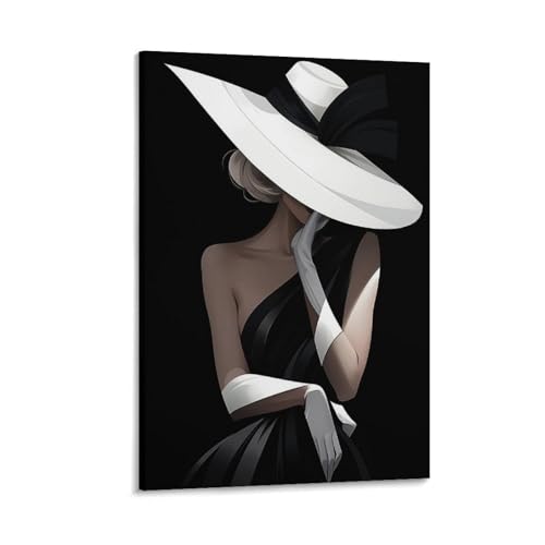 Poster sur toile femme robe noire tableau decoration chambre et bureau