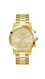 Guess Parker GW1006G2 - Reloj de Pulsera para Hombre, Correa de Acero Inoxidable Dorado, Esfera de Cristal Mineral, Esfera Dorada de 5 Bares, diámetro de la Caja: 44 mm