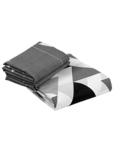 Image of Story@Home 120 TC 1 Bedsheet for Double Bed Cotton with 2 Pillow Covers, Geometric Pattern, Grey