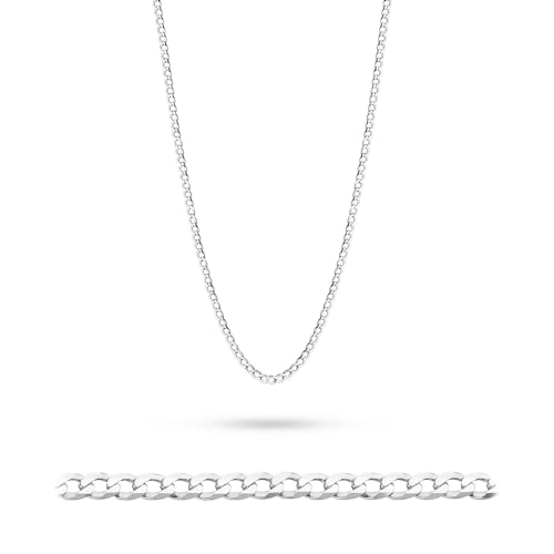 Collier homme argent 925 gourmette maille plate pour un style élégant du bureau aux soirées