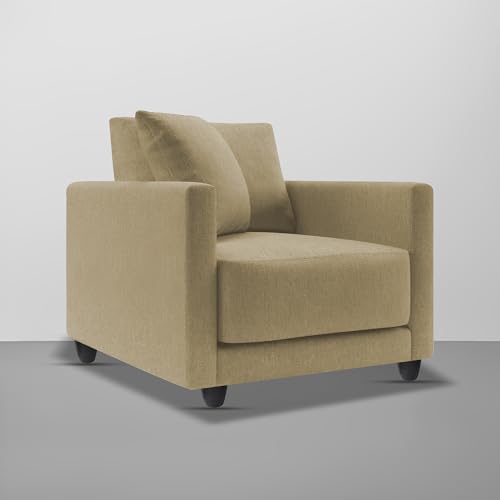 Image of Casaliving Dominic 1 Seater Sofa Set for Living Room (Cream Fabric) Premium Fabric Sofa