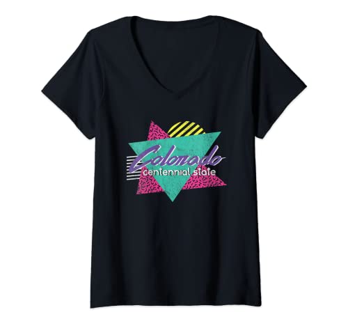 Womens Colorado Vintage 90s Retro State Gift - Centennial State V-Neck T-Shirt