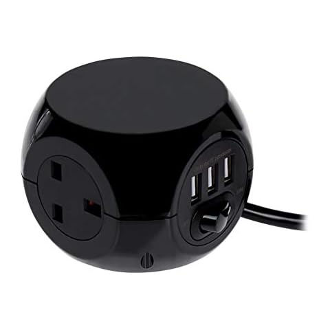 STATUS Black Cube Socket with USB Ports Cover