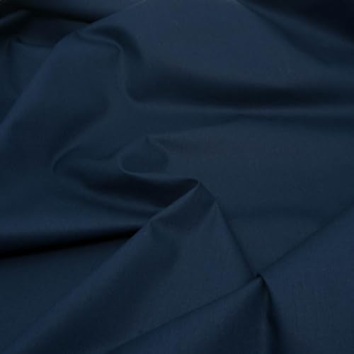 Tela de popelín-algodón/poliester por metros Tejido de popelín - Telas para manualidades patchwork,decorativa,moda 150 cm de ancho (AZUL MARINO, 1 METRO)