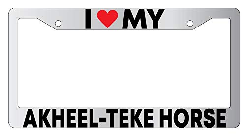 Dots GiftsI Heart My Akheel Teke Horse Chrome Plastic License Plate Frame DG