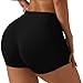 Women Yoga Shorts Custom Workout Shorts for Womens Add Your Image Text Logo High Waisted Sport Leggings, All-Black-L