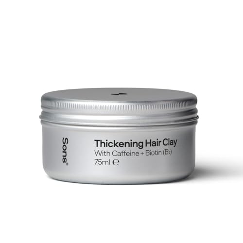 Sons Arcilla para el pelo con cafeína y biotina - Ideal para el crecimiento y engrosamiento del cabello en los hombres - Tratamiento para la caída y el adelgazamiento del cabello - Suministro 1 mes