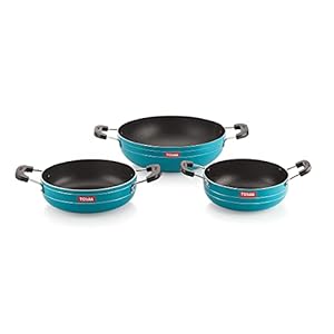 Tosaa Popular Nonstick Cookware Kadhai Gift Set of 3 Pcs , Amber,Standard,TP3KSA