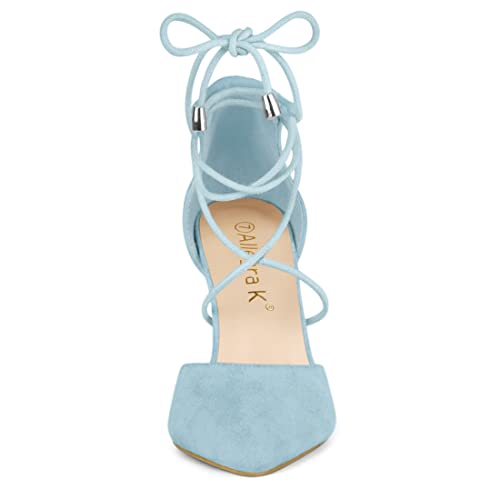 Image of Allegra K Women's Pointed Toe Chunky Heels Lace Up Sandals Pumps