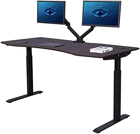 ApexDesk Elite Pro Series 60" W Electric Height Adjustable Standing Desk (Memory Controller, 60" Walnut Top, Black Frame)