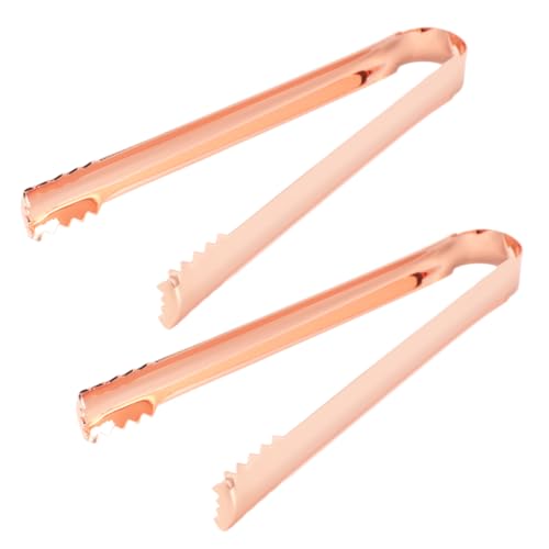 MUCKLILY 2pcs Rose Gold Stainless Steel Ice Tongs Versatile Food Folder for Serving Sugar Appetizers and More for Parties Weddings and Daily Use