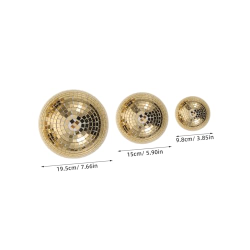 3 piezas de adorno colgante de bola espejada de vidrio, hemisferio dorado de 7,68 / 5,91 / 3,86 pulgadas, instalación sencilla para decoración de festivales de música y ambiente festivo miniatura 2