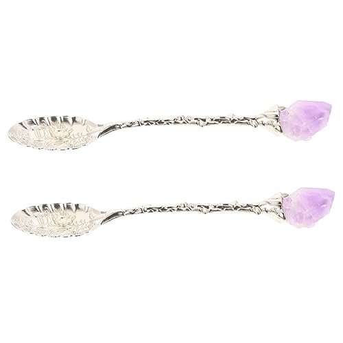 LIGIGWASH 2 Cucharas De Café De Cristal Cucharas Retro Cucharas Para Helado Cucharas Para Café Cucharas Para Charcutería Cucharas De Cristal Cucharas De Piedra Cucharas De Cóctel