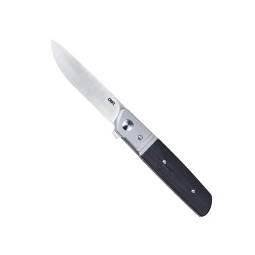 CRKT Bamboozled Everyday Carry Assisted Folding Knife with Liner Lock: D2 Plain Edge Blade, G10 w/Stainless Steel Bolster Handle, Pocket Clip, 5720