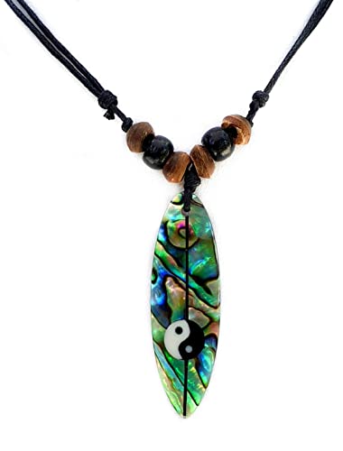 Natural Abalone Shell Surfboard Pendant Beads Cords Necklace Men Women Jewelry GA190