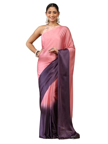 Image of Garden Vareli Lace Border Satin Saree with Unstitched Sequin Blouse Piece