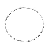 Sterling Silver Moissanite Tennis Necklace: 3MM VVS1 D Color White Gold Plated Moissanite Choker Dai