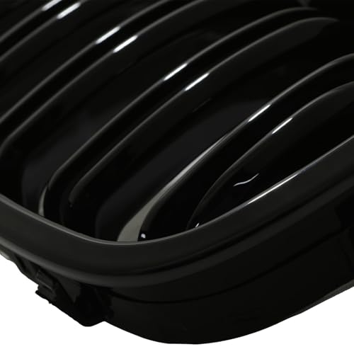 Gravity Performance Black Kidney Grilles Compatible with BMW 3 Series E46 2-Door Coupe & Convertible 2002-2005 LCI Models 2-Piece Bumper Double Slat Grille Grill Gloss Finish Clip-On - Image 7