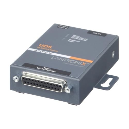 Image of Lantronix UDS1100 /UDS2100 Device Server - 1- or 2-Port Serial-to-Ethernet Device Server, RS-232 /422 /485, 10 /100 Ethernet with 15 kV ESD Protection; UDS2100 Supports PoE - UD1100NL2-01
