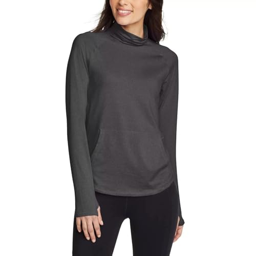 Eddie Bauer Women'S Active Funnel Neck Long Sleeve Top Pullover - (Us, Alpha, Medium, Regular, Regular, Gray)