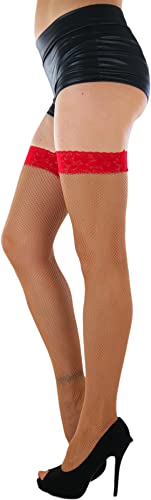 Image of ToBeInStyle Women's Fine Classic Fishnet Thigh High Stretch Nylon Novelty Stockings