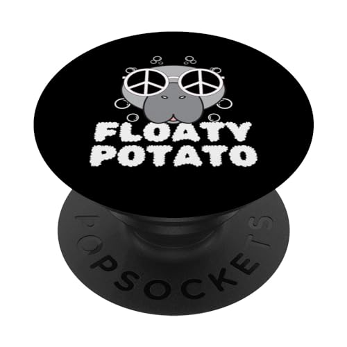 Retro Glasses Cool Manatee Face Floating Potato PopSockets PopGrip Intercambiable