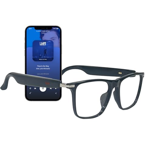 Smart Glasses for Men Women, Bluetooth 5.4 Audio Glasses, Interchangeable Lenses,Open Ear with Mic & Speakers, Noise Cancelling，IP68 Waterproof, 85 Mah Battery,Voice Assistant for Business O