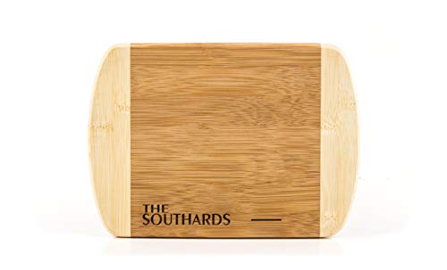 Qualtry - Personalized Mini Wood Cutting Boards - Perfect Gifts For Weddings, Bridal Showers, and Housewarmings - (6 x 8 Two Tone Bamboo with Curved Edges, Southard Design)