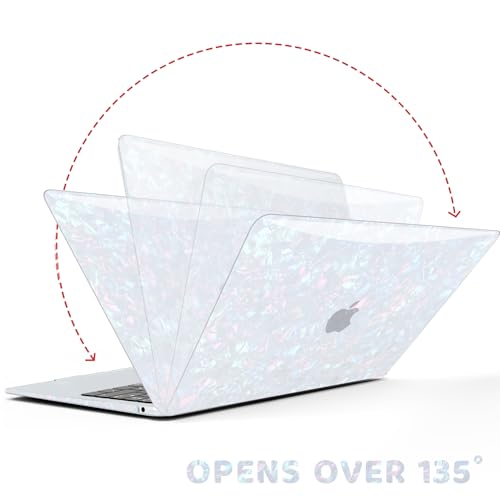 Anban Compatible with MacBook Air 13 inch Case 2022 2021 2020 2019 2018 M1 A2337 A2179 A1932, Glitter Plastic Hard Shell+ Keyboard Cover+Screen Protector for MacBook Air 13.3 inch Case, Shiny Pearl