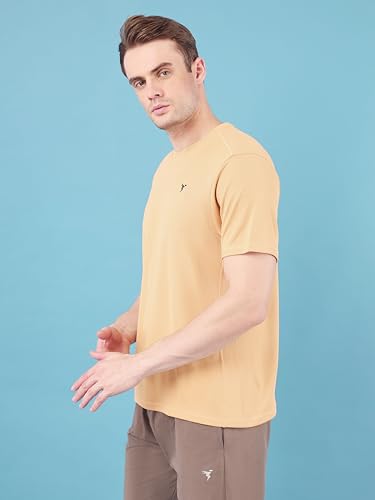 Image of TECHNOSPORT Men's Slim Fit Polyester Activewear Sports T-Shirt with Moisture-Wicking Comfort for Workout, Running & Gym