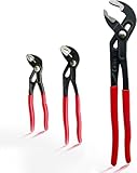 3-Piece Groove Joint Pliers Set, 7-Inch, 10-Inch, 16-Inch Water Pump Pliers, V-Jaw Quick Adjust Plumbing Pliers Set