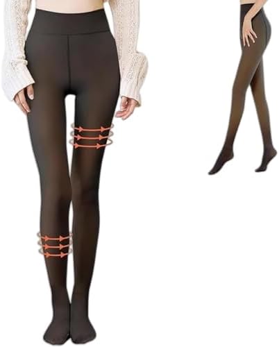 （17:30時点） [Favoreal] 透け感タイツ レディース フェイクタイツ 裏起毛 着圧 ストッキング 伸縮性 秋冬防寒タイツ 一体式 厚手ストキング風 吸汗 黒透け感(10℃~25℃に適用)