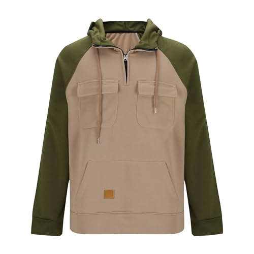 Hoodies For Men Quarter Zip Tactical Sweatshirts Fall Winter Casual Long Sleeve Workout Pullover Outdoor Cargo Jackets2