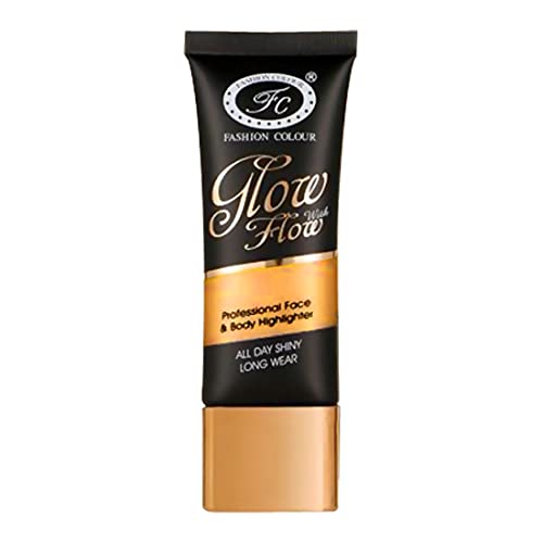 Image of FASHION COLOUR Glow with Flow Professional Face & Body Highlighter | All Day Shinny | Long Wear | Highlighter for Face & Body | Illuminating Liquid Highlighter with Dewy finish | 35ml | Shade 03