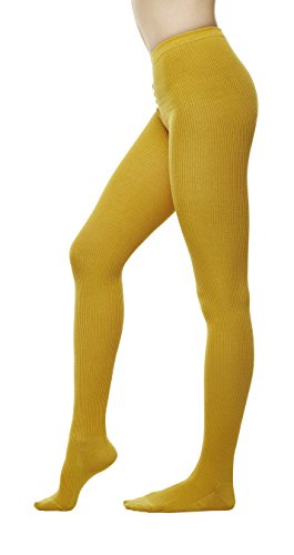 Women's Winter Wool Rib Knit Sweater Footed Tights